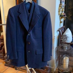 40/42 Alexander Julian Bespoke Blue Wool Blazer with Rare Vest